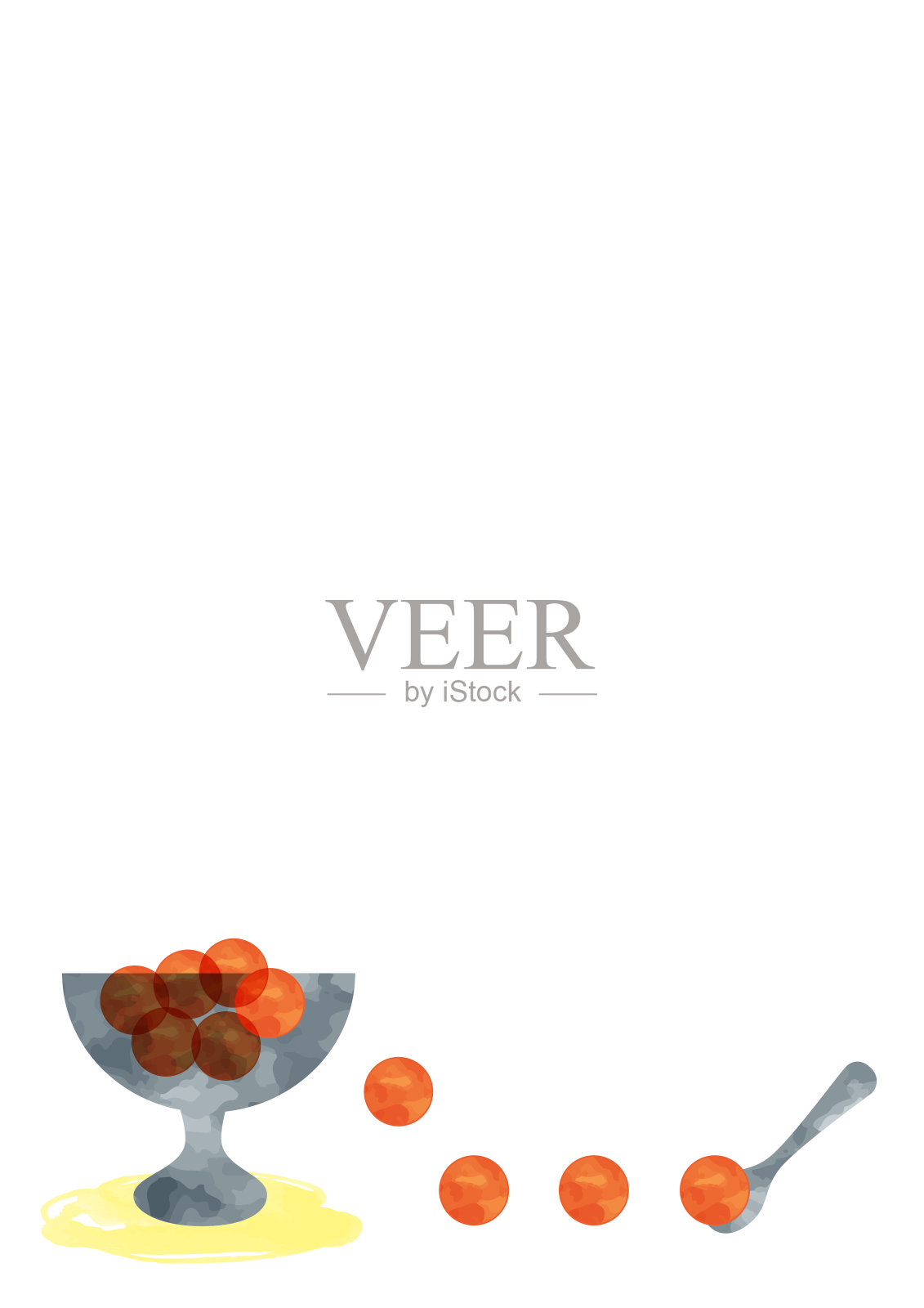 圆形西瓜和勺子——垂直框架插画图片素材