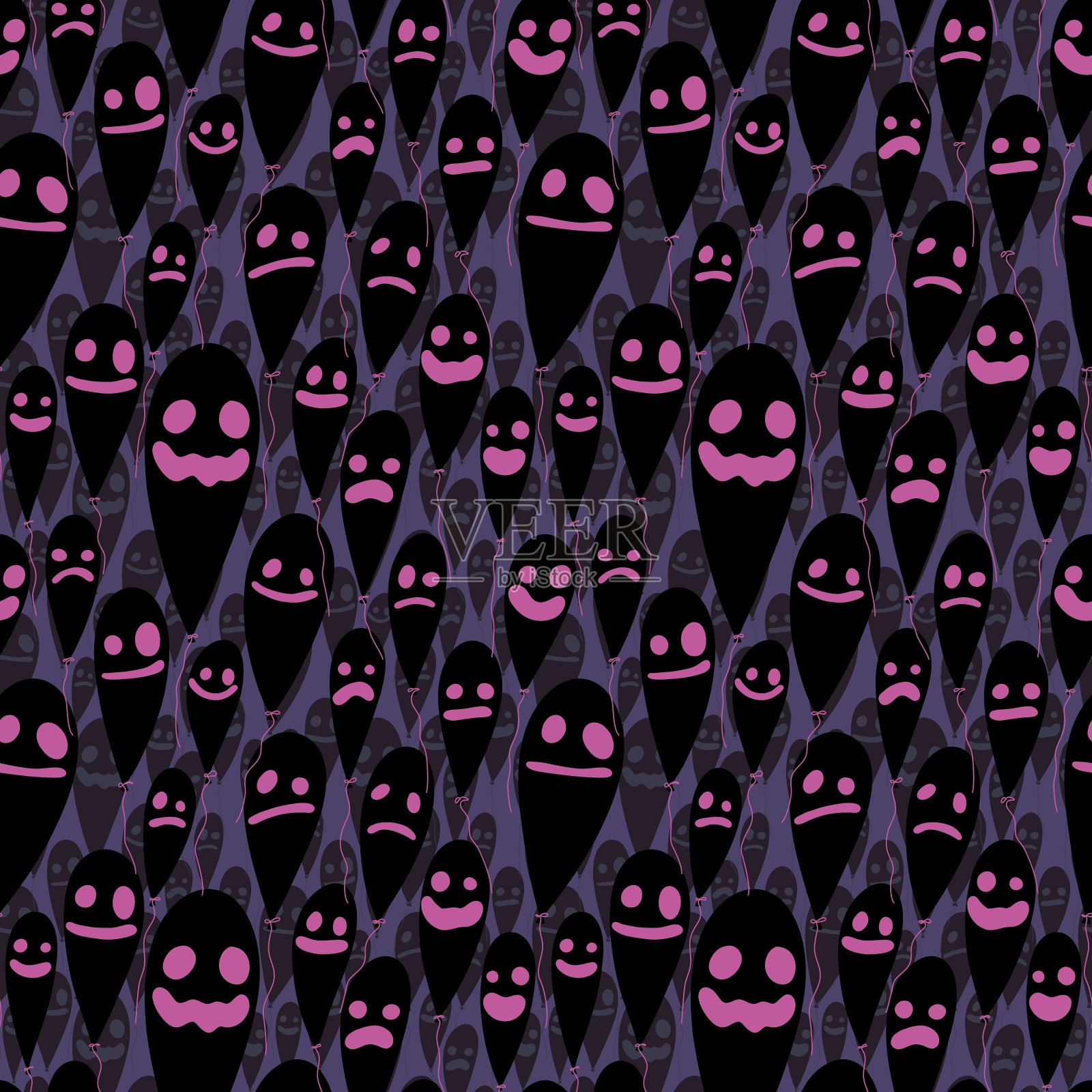 万圣节卡通无缝图案用于面料和纺织品及包装插画图片素材