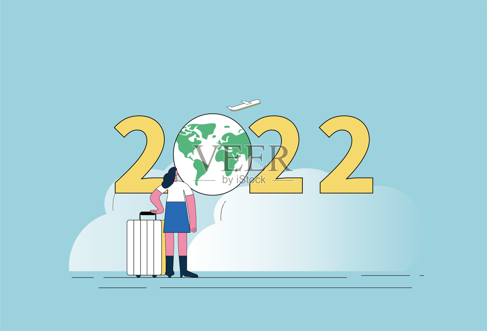 女性白领将从2022年开始她们的旅程。插画图片素材