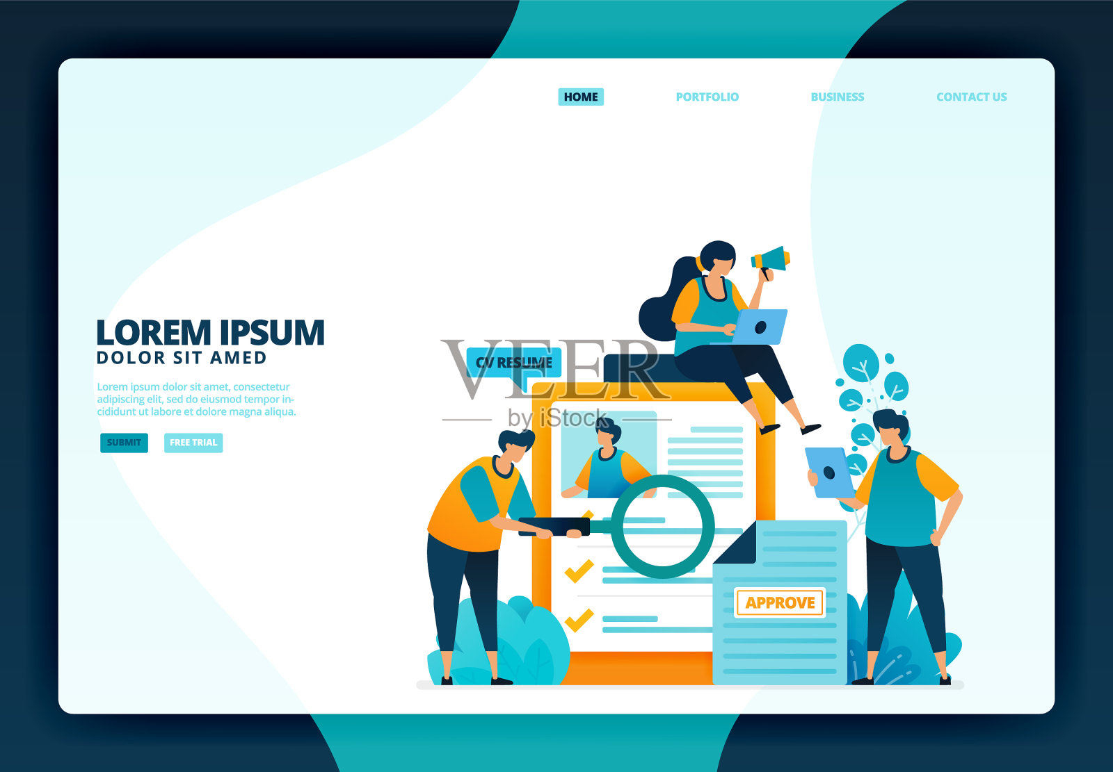 求职漫画为登陆设计插画图片素材