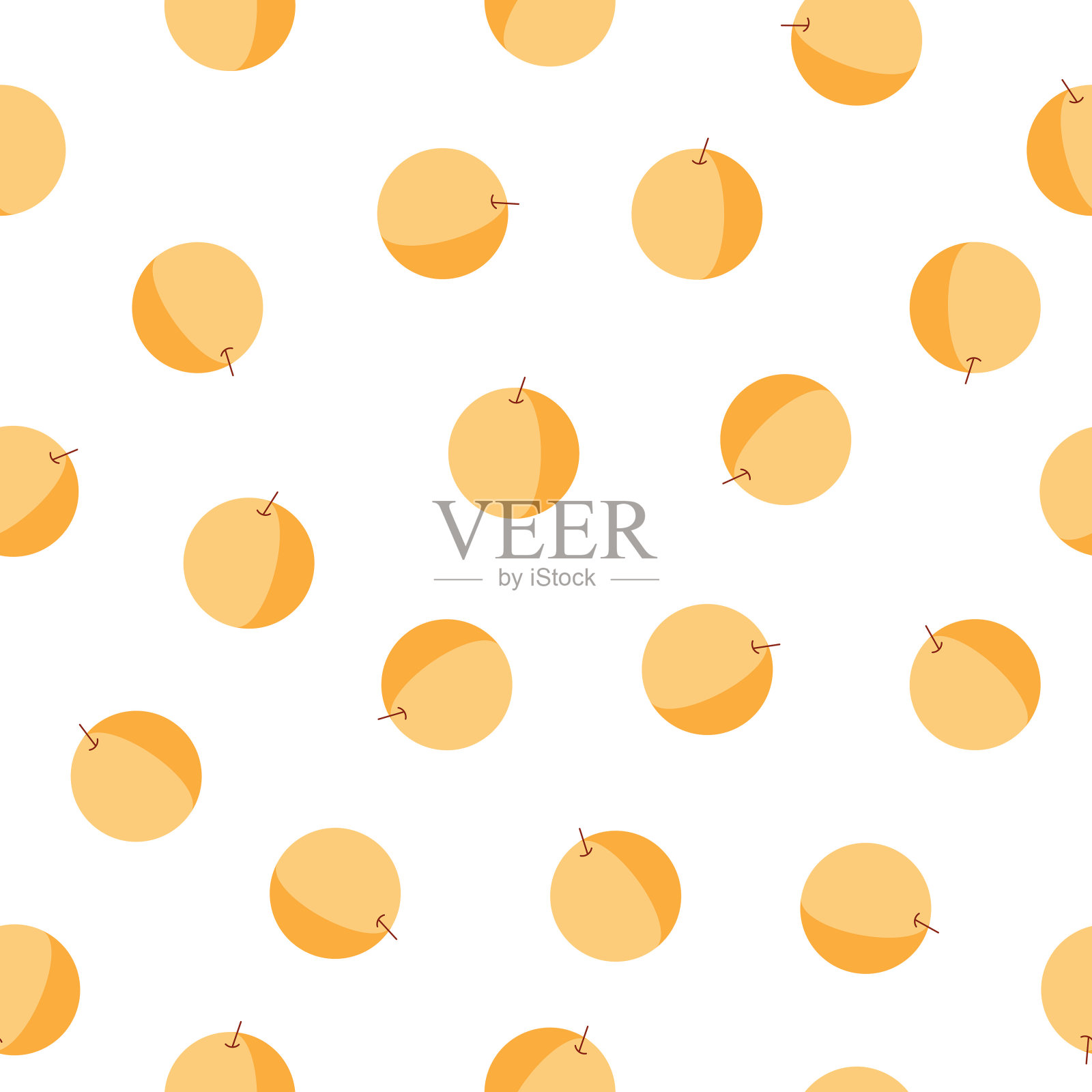 橙桃水果数码纸。白色背景上的杏子。插画图片素材