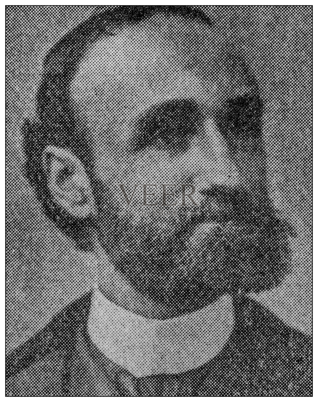 名人的古董肖像:亨利·哈珀·本尼迪克特插画图片素材