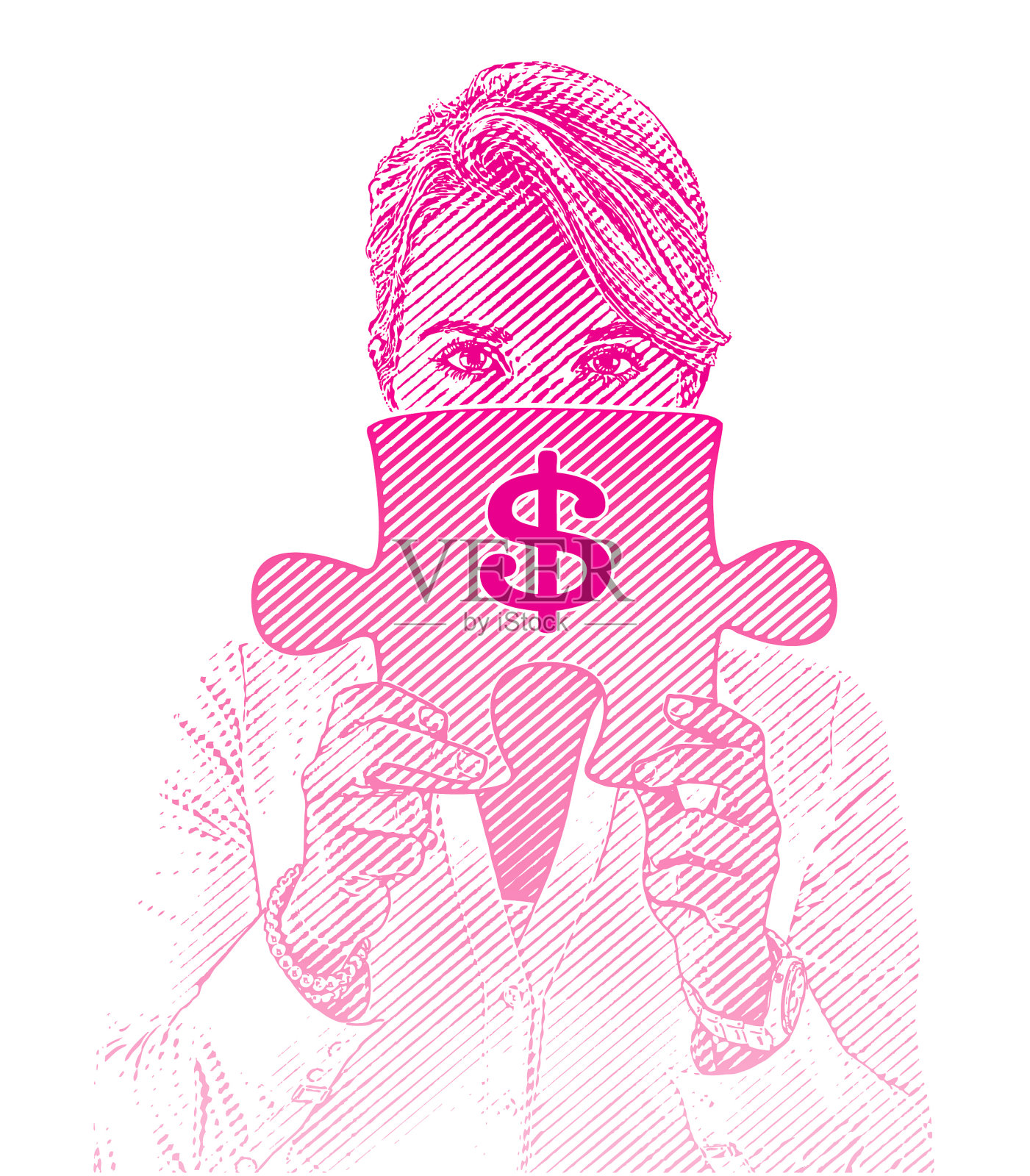 女性和经济的不确定性插画图片素材