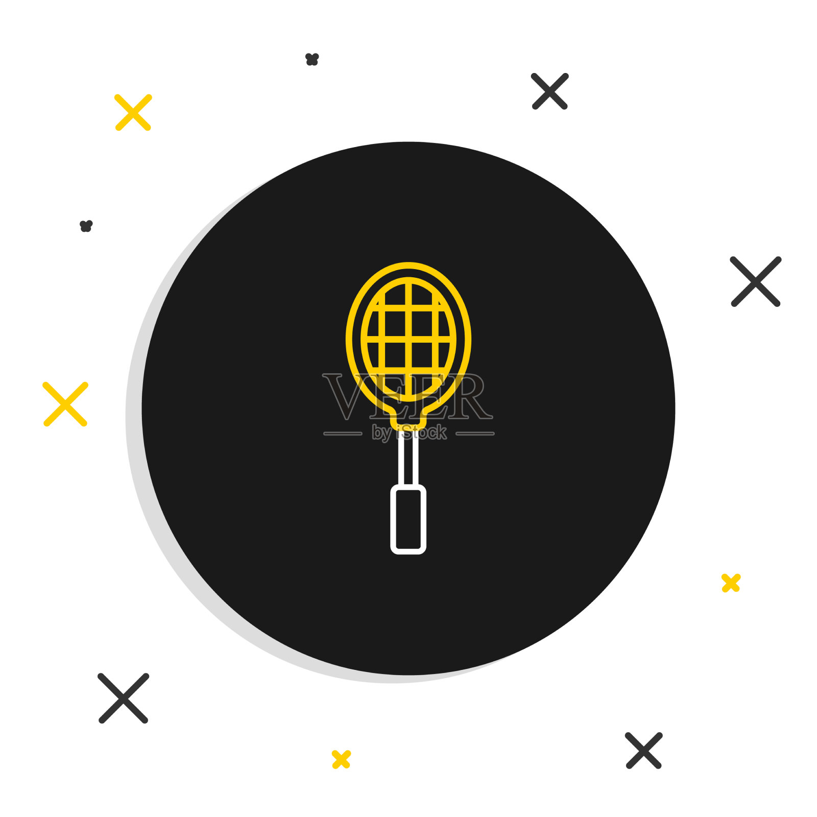 线网球拍图标孤立在白色插画图片素材