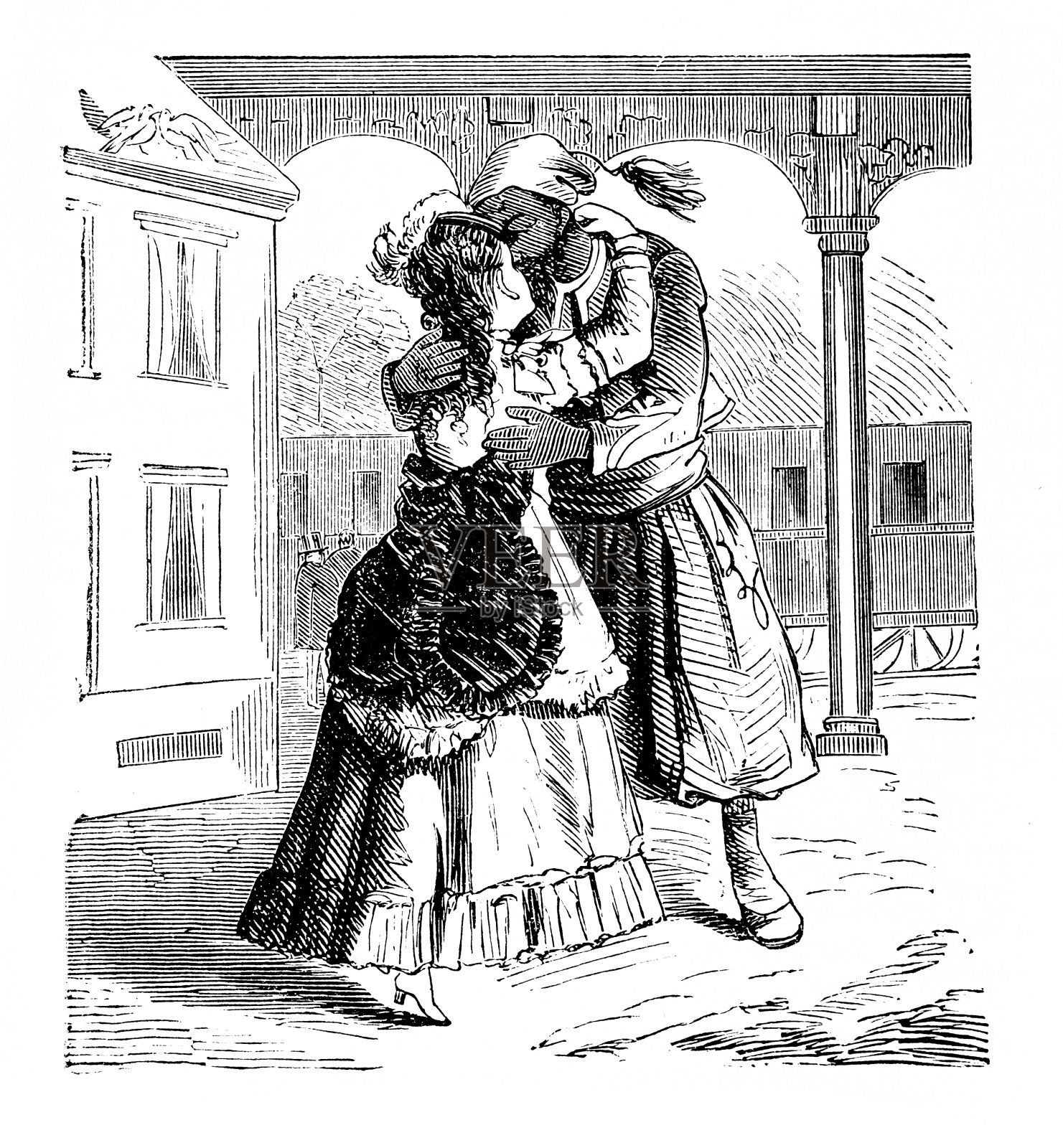 两个拥抱插画图片素材