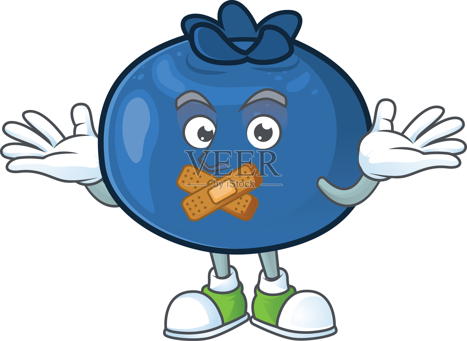 无声卡通甜蓝莓白色字符设计元素图片