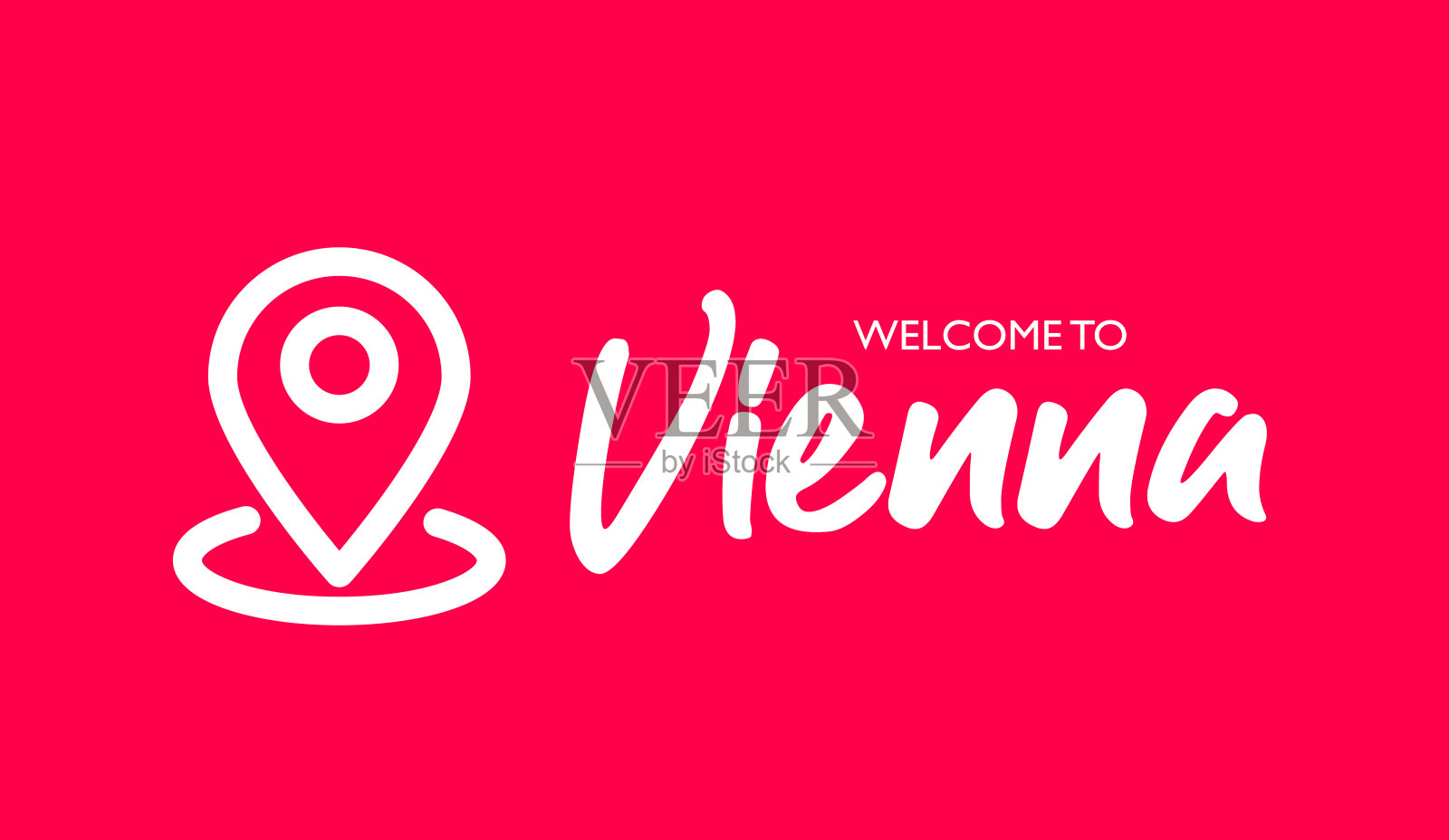 维也纳。城市名称向量字母。地图引脚图标和城市名称矢量插图。插画图片素材