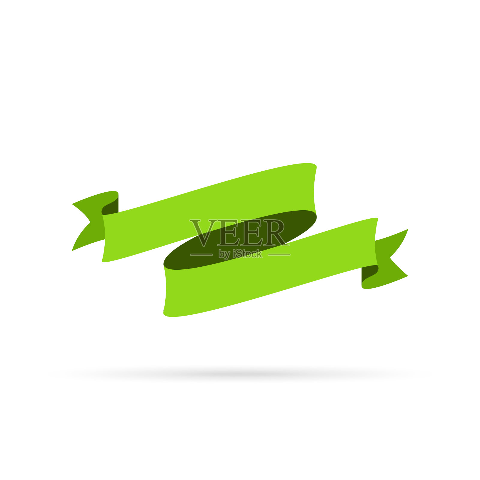 绿色丝带孤立在白色背景-设计元素插画图片素材