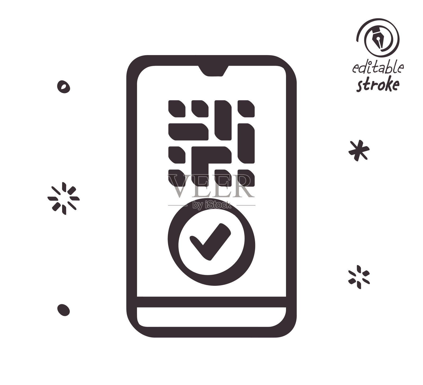 有趣的线说明扫描二维码插画图片素材