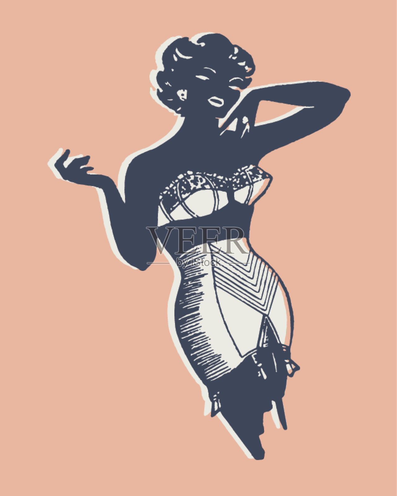 穿胸罩和腰带的女人插画图片素材