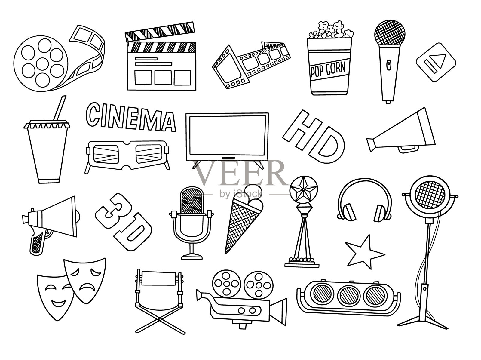 电影涂鸦集插画图片素材