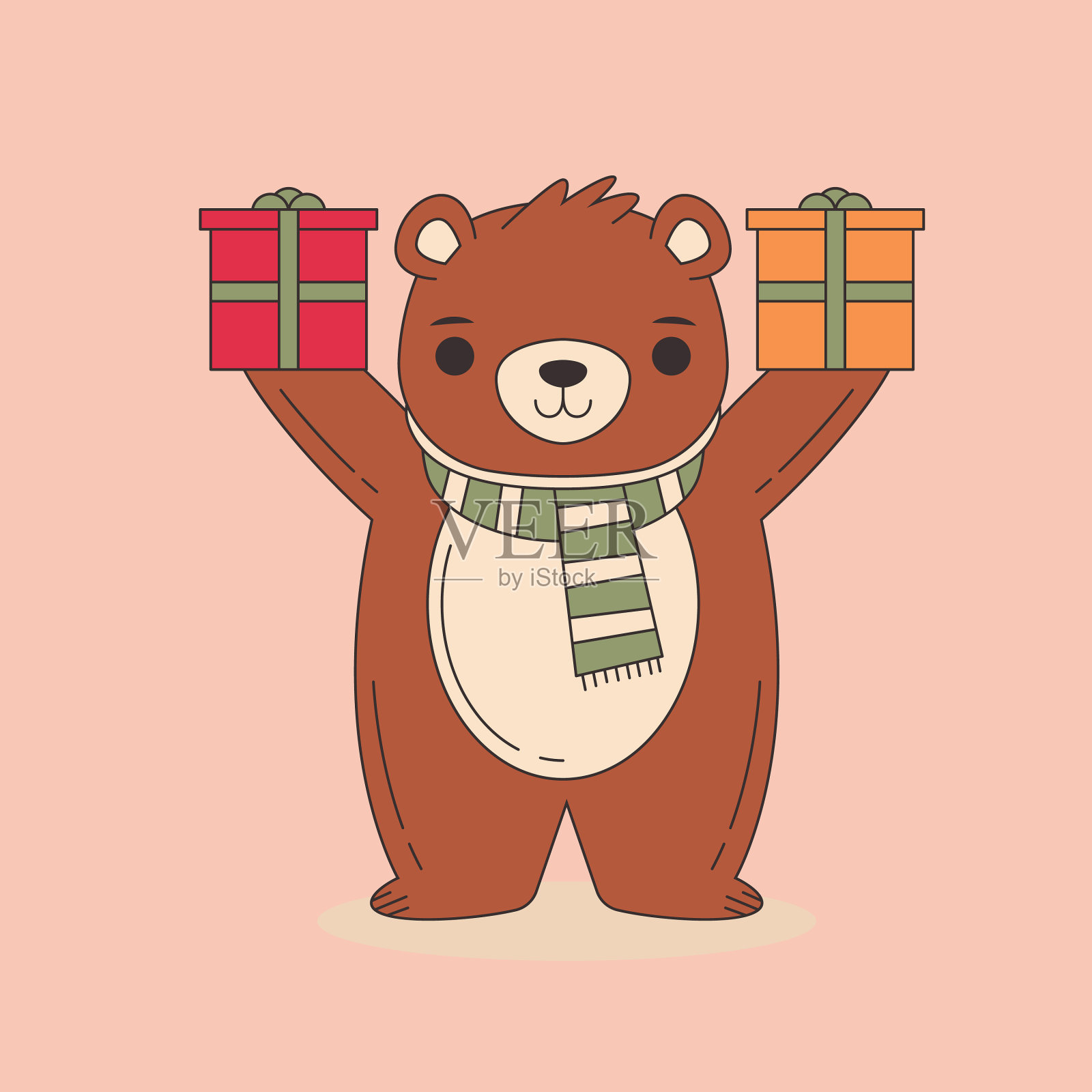 手绘冬季动物设计插画图片素材