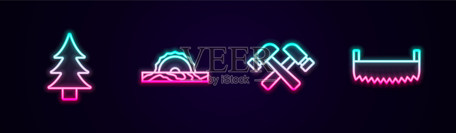 集线树电圆锯交叉图标素材