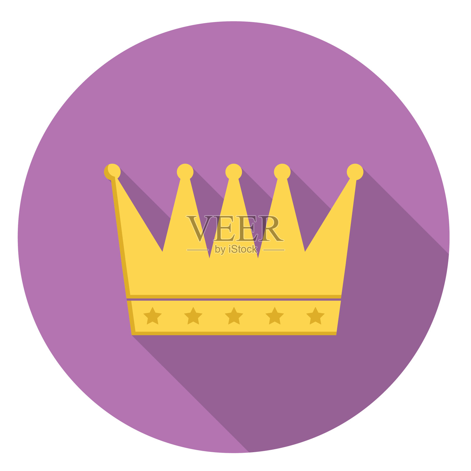 生日派对皇冠图标与长影子插画图片素材