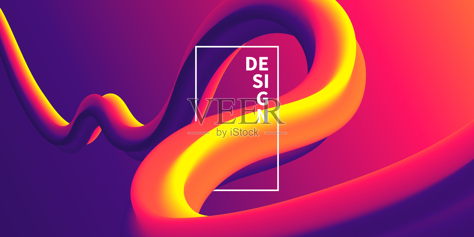 紫色渐变背景的流体抽象设计插画图片素材