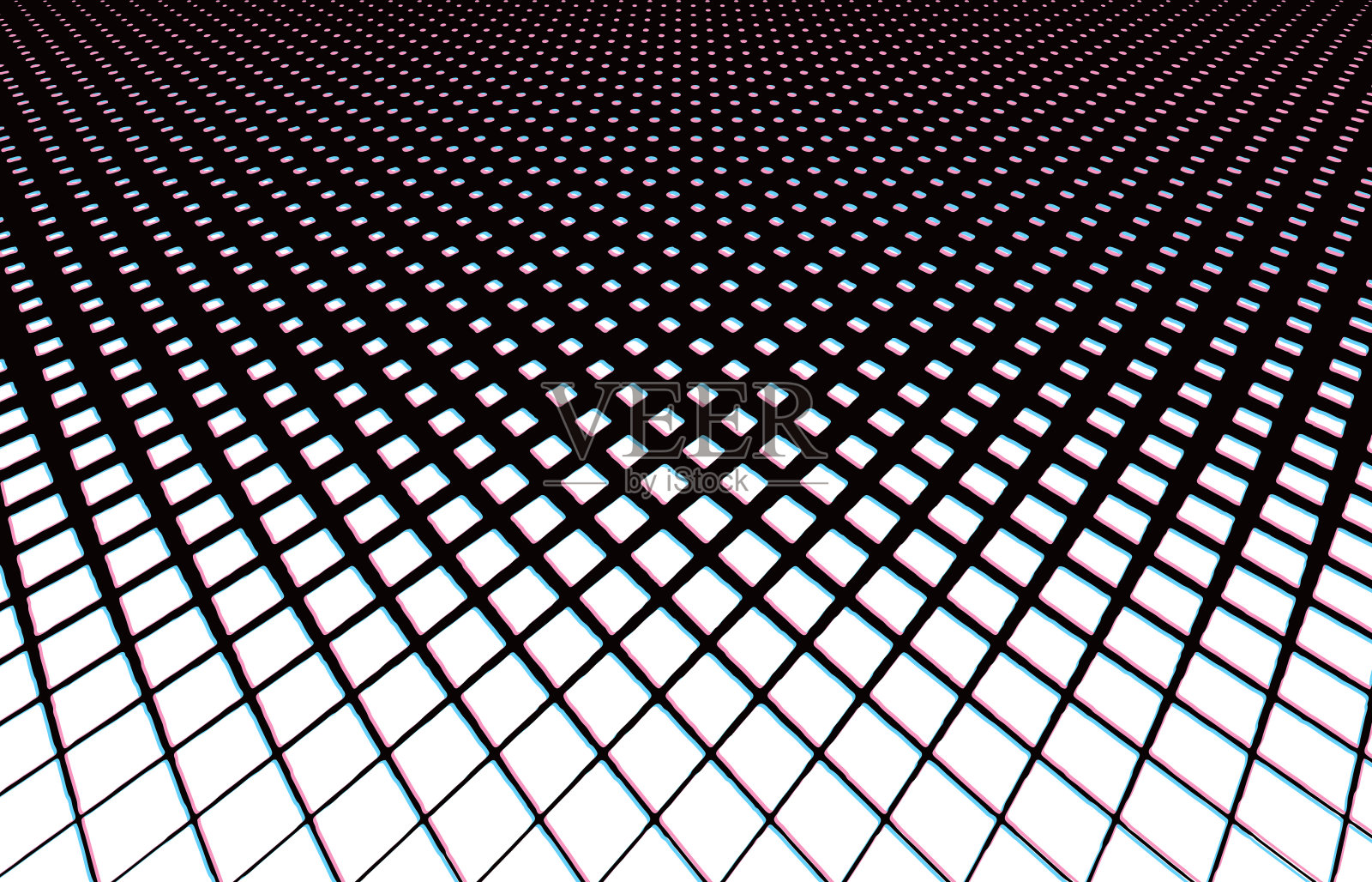 三维网格递减透视和故障技术插画图片素材