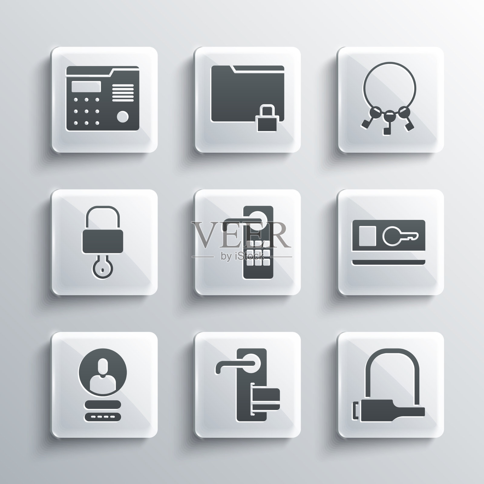 设置数字门锁自行车钥匙卡创建图标素材