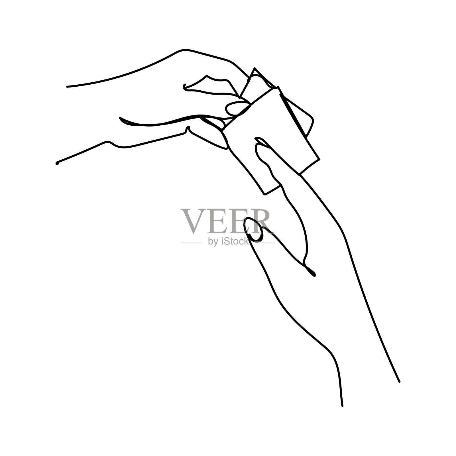 连续线图标慈善捐赠帮助手给予施舍。以现金支付，购买或购买货物。矢量插图孤立在白色背景上插画图片素材