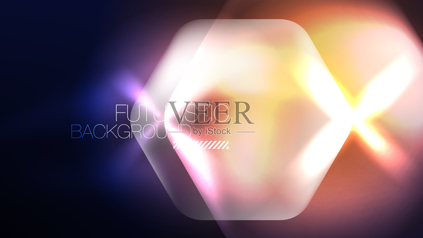 发光的蓝色霓虹六边形在黑暗的空间数字插画图片素材