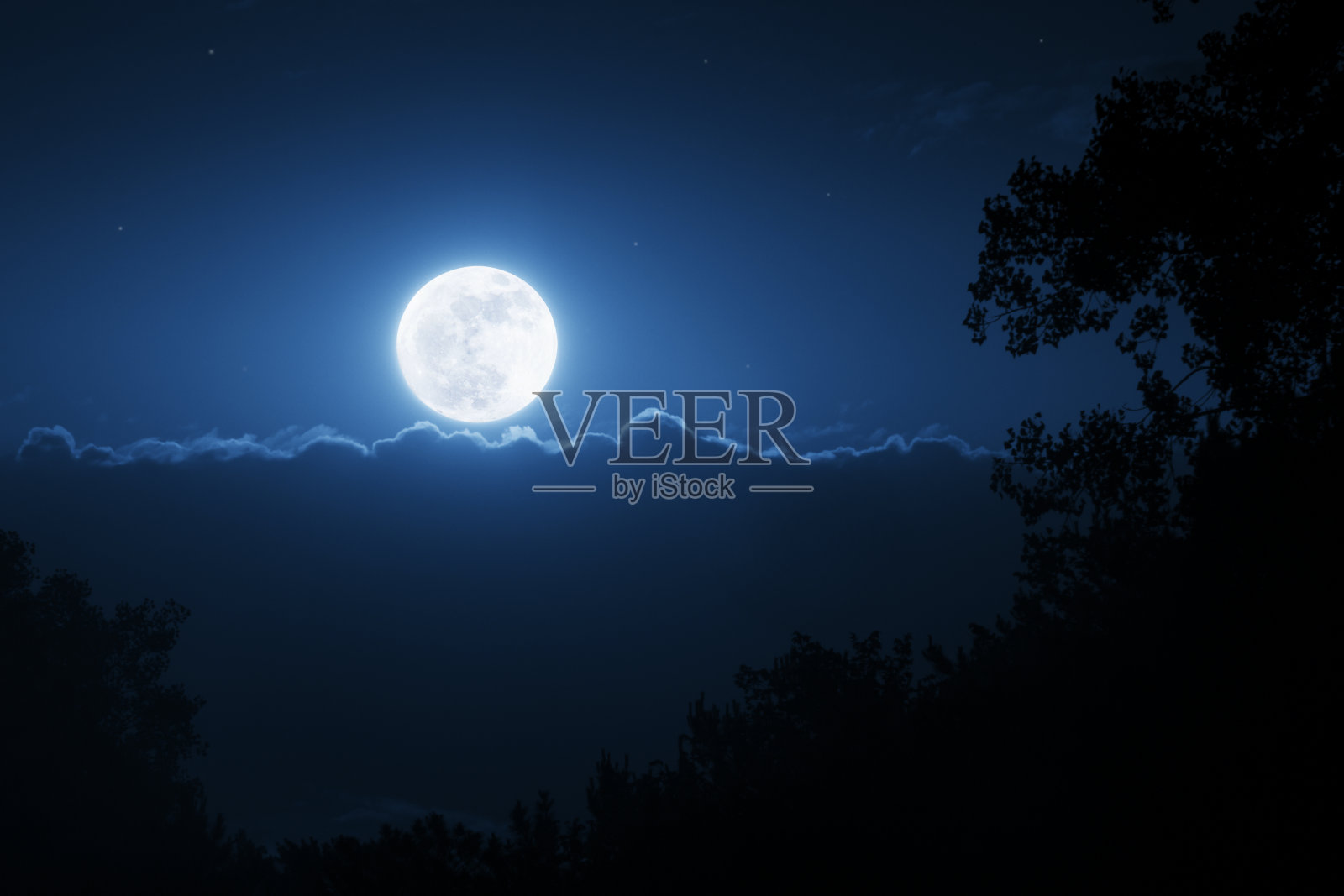 这一轮明亮的超级月亮照亮了夜晚的天空照片摄影图片