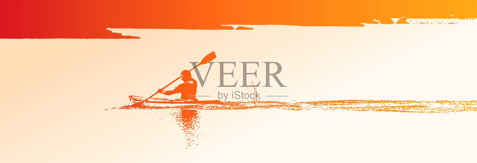 成年男子在湖上划皮划艇和划水插画图片素材