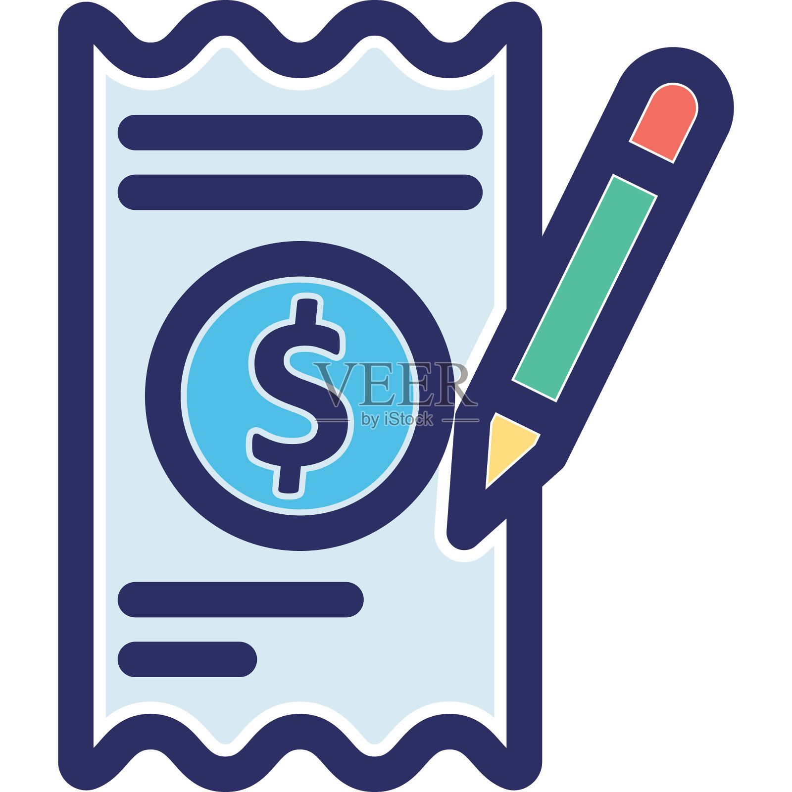 账单，发票轮廓矢量图标，可以轻松编辑或修改插画图片素材