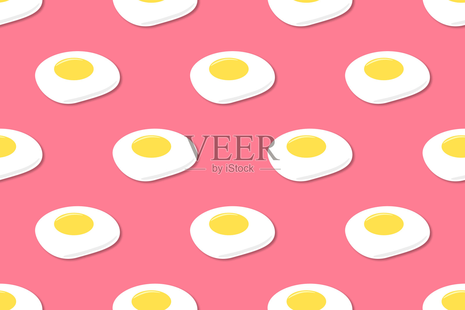 可爱的卡通鸡蛋无缝图案，矢量插图。插画图片素材