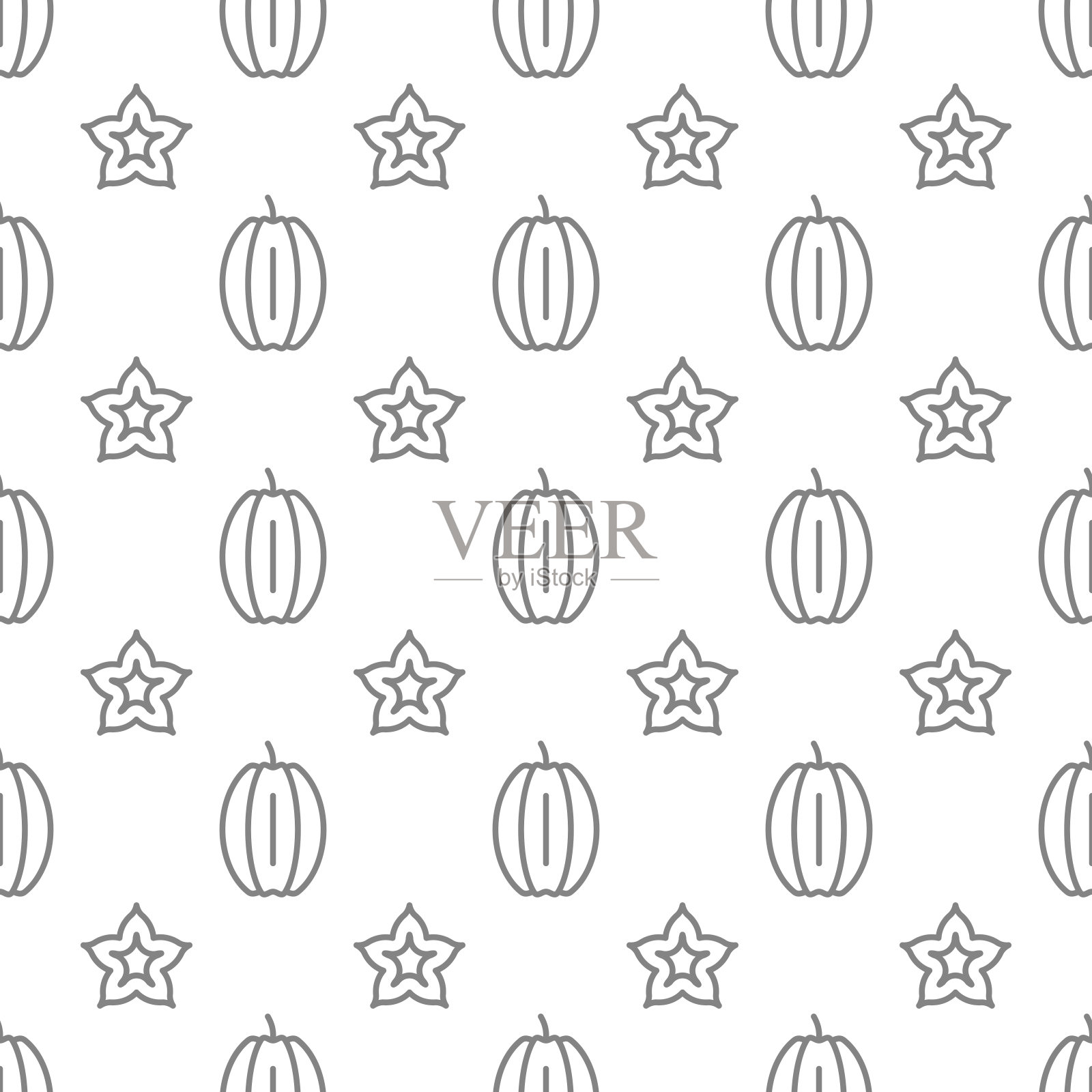 海星无缝图案背景。插画图片素材