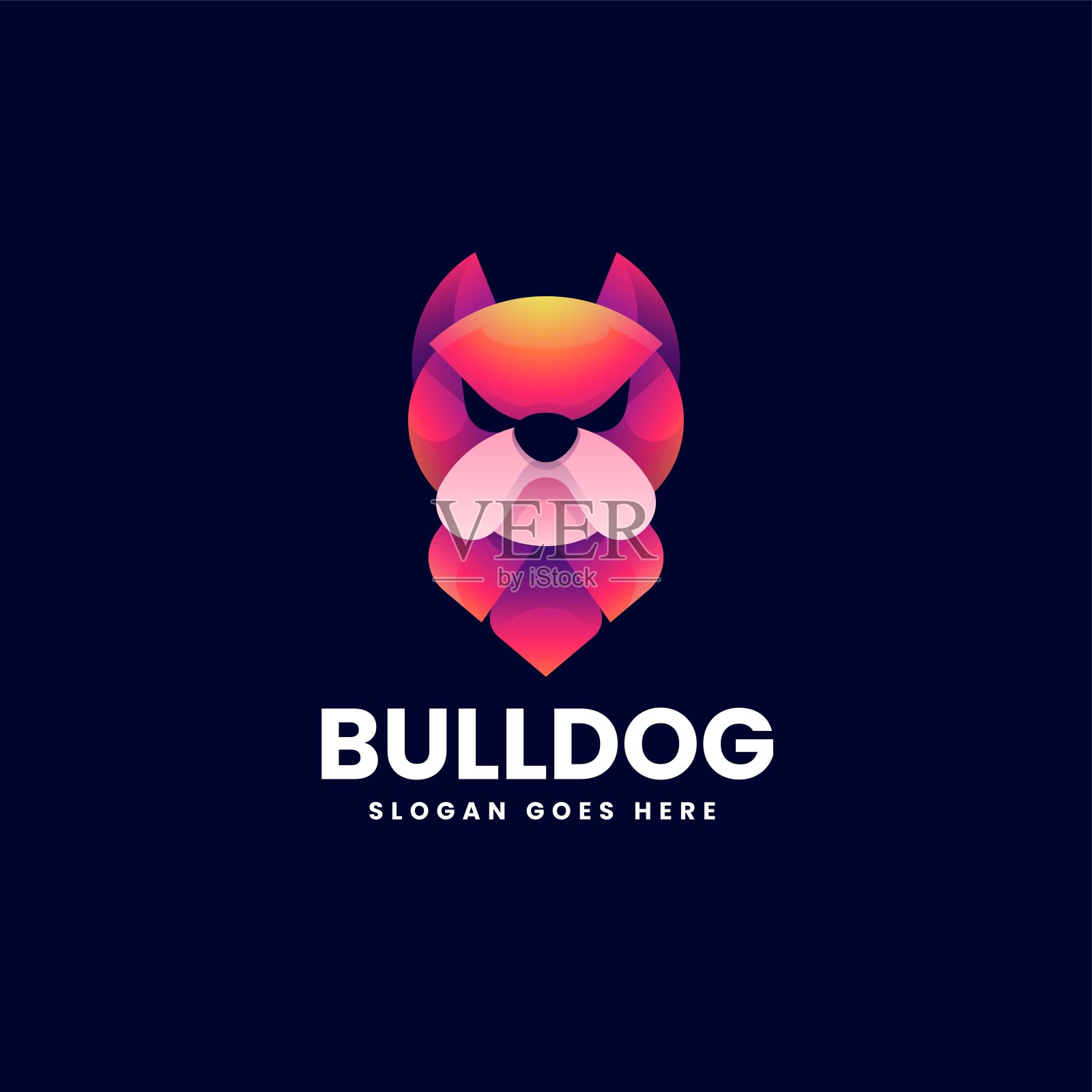 矢量插图斗牛犬渐变彩色风格插画图片素材