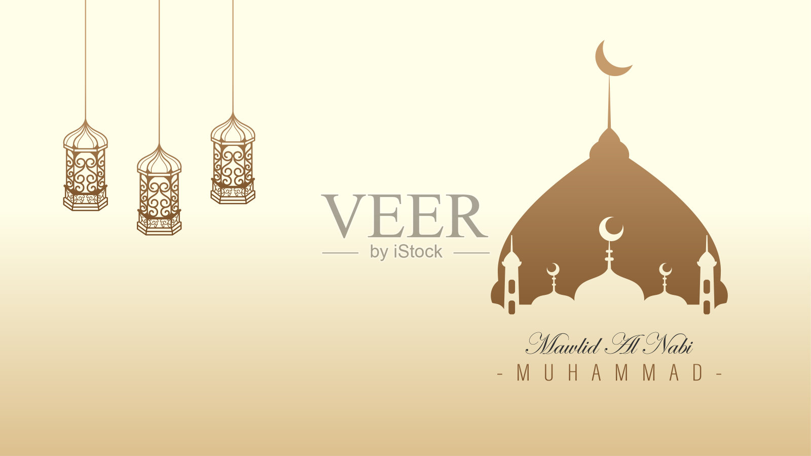 现代极简主义伊斯兰海报横幅模板设计的毛里德纳比庆祝活动插画图片素材