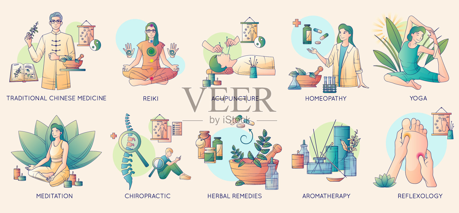 替代医学套装插画图片素材