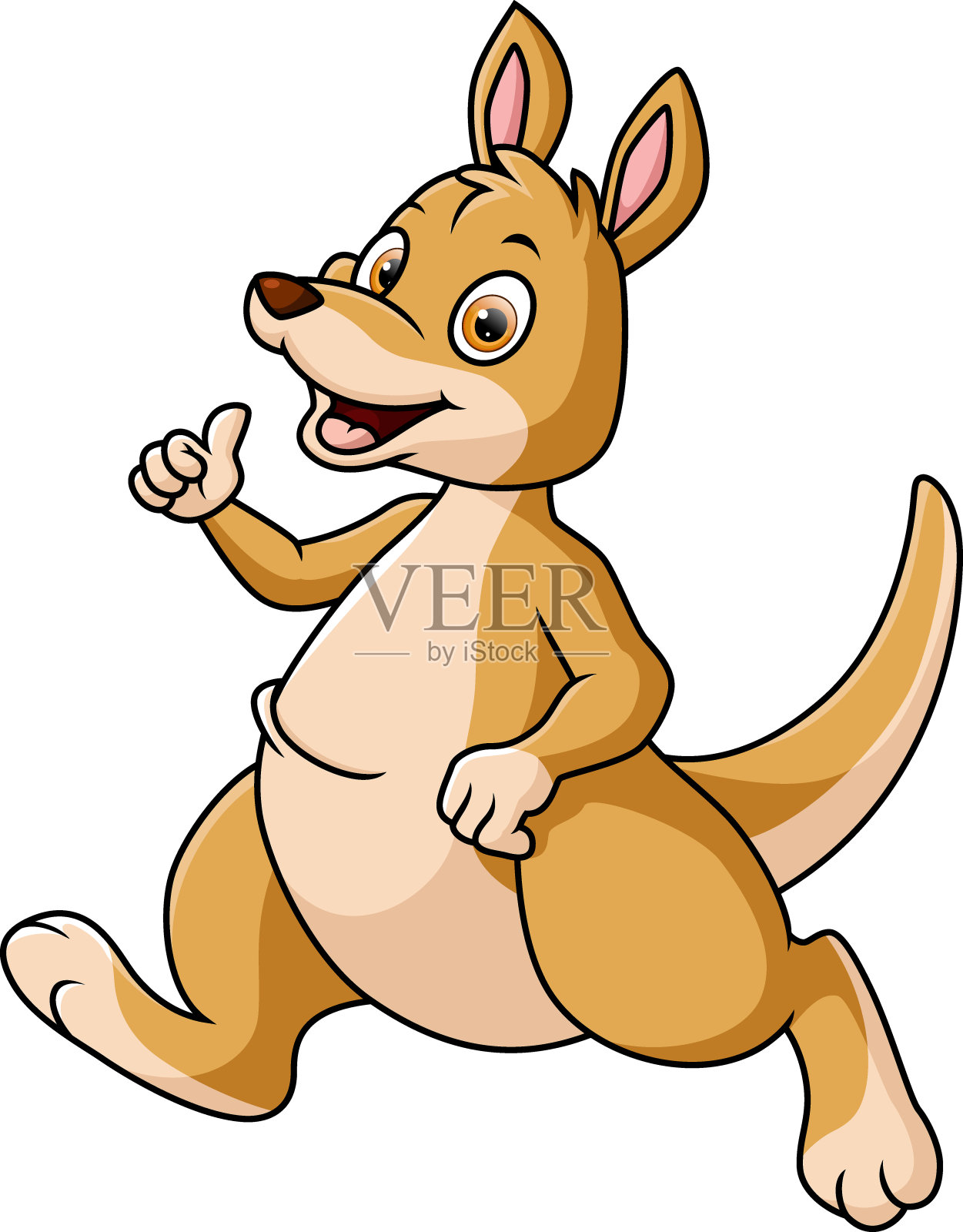 可爱的袋鼠卡通在白色的背景插画图片素材