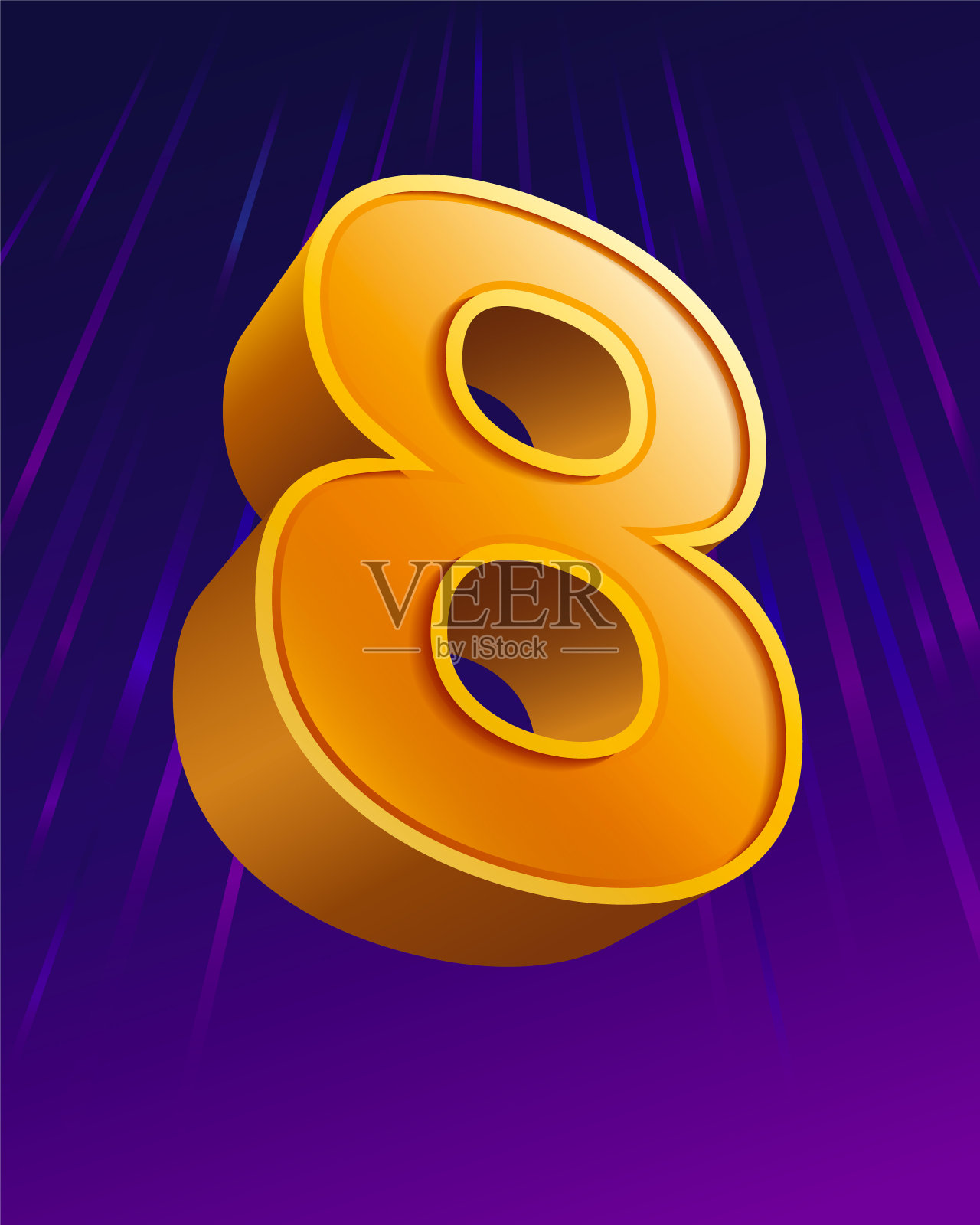 3D抬头图中的8号插画图片素材