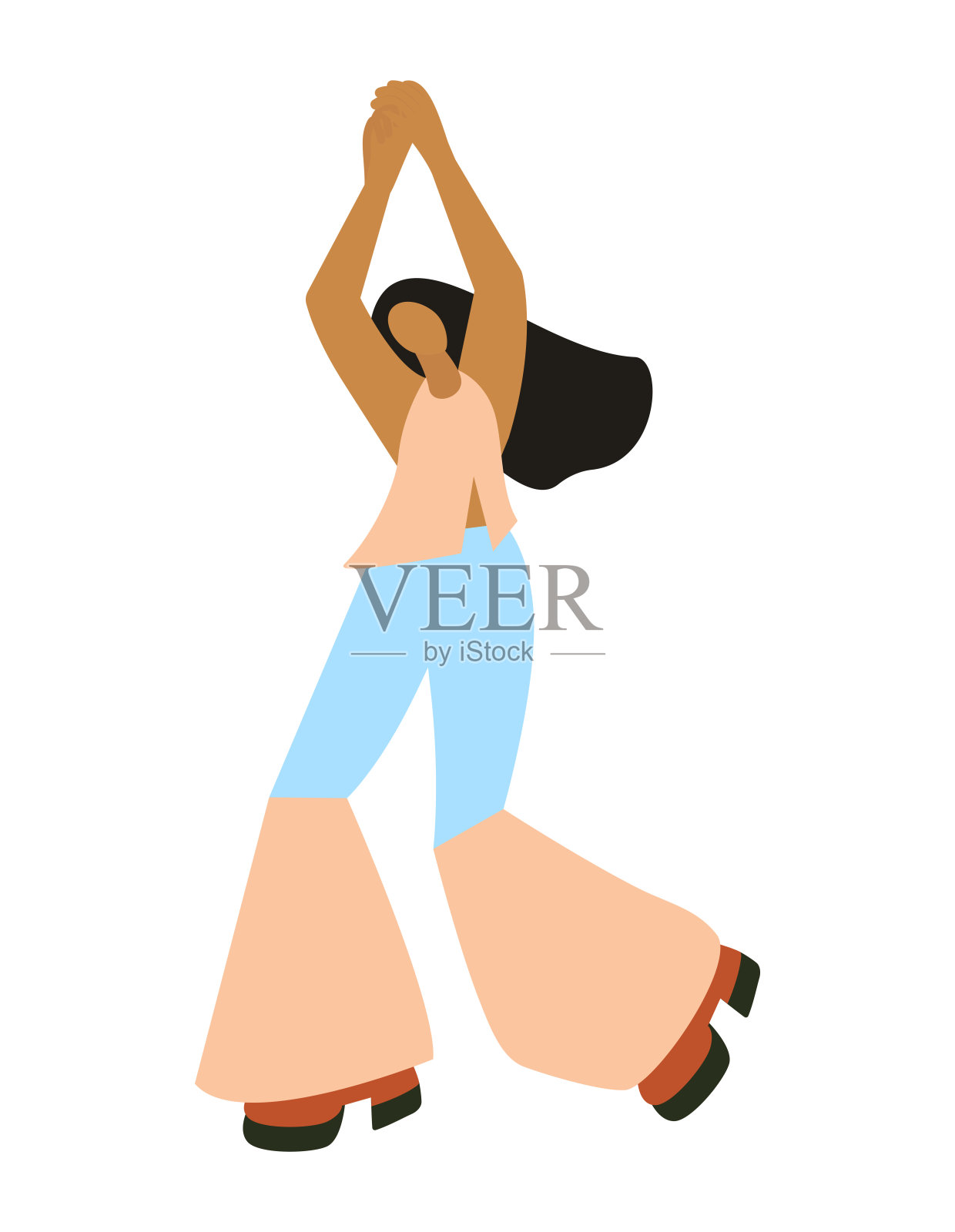 跳70年代舞的年轻女子插画图片素材