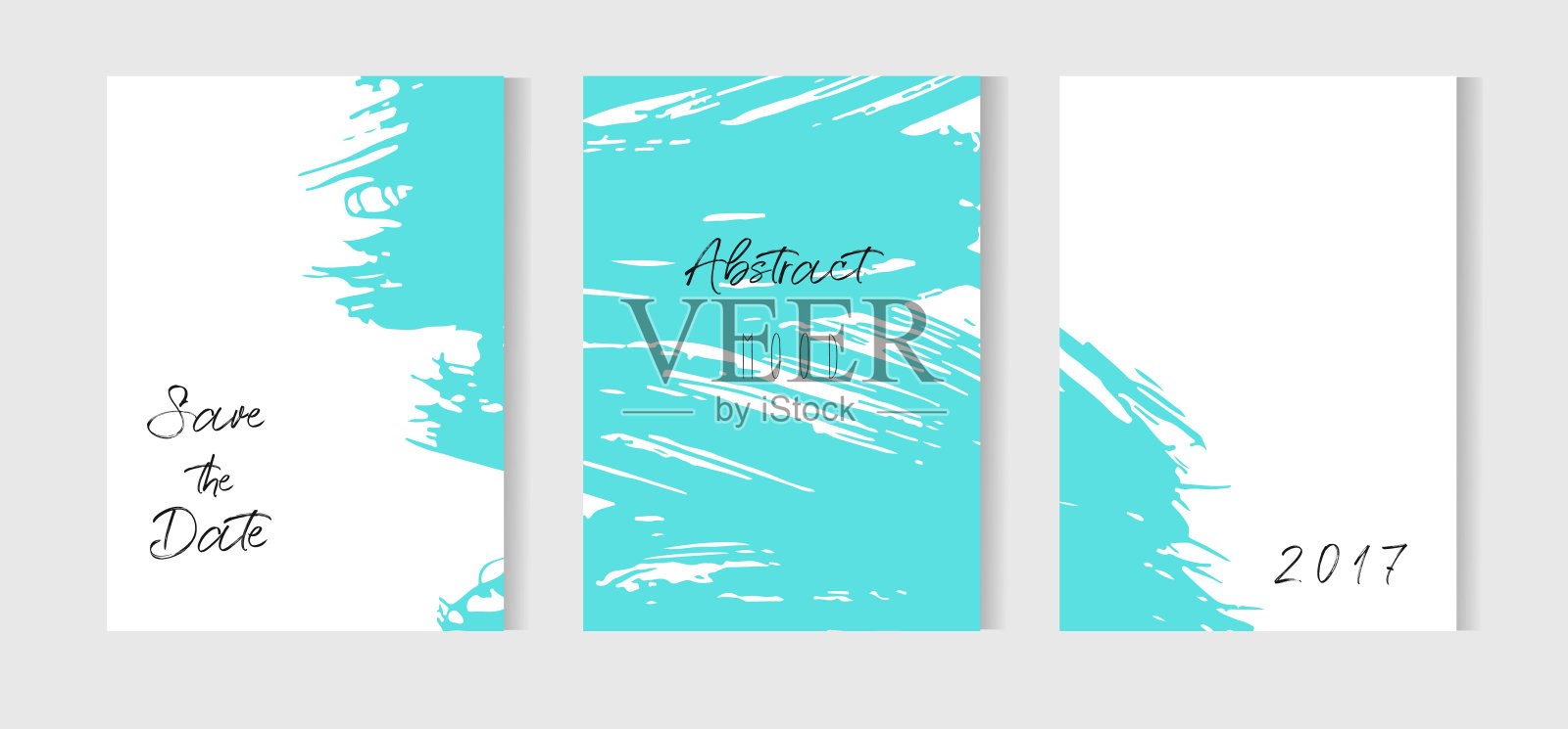 一套创造性的通用卡片。手绘纹理。婚礼，周年纪念，生日，保存日期，聚会。设计横幅，海报，卡片，邀请，标语牌，小册子，传单。向量。孤立的插画图片素材