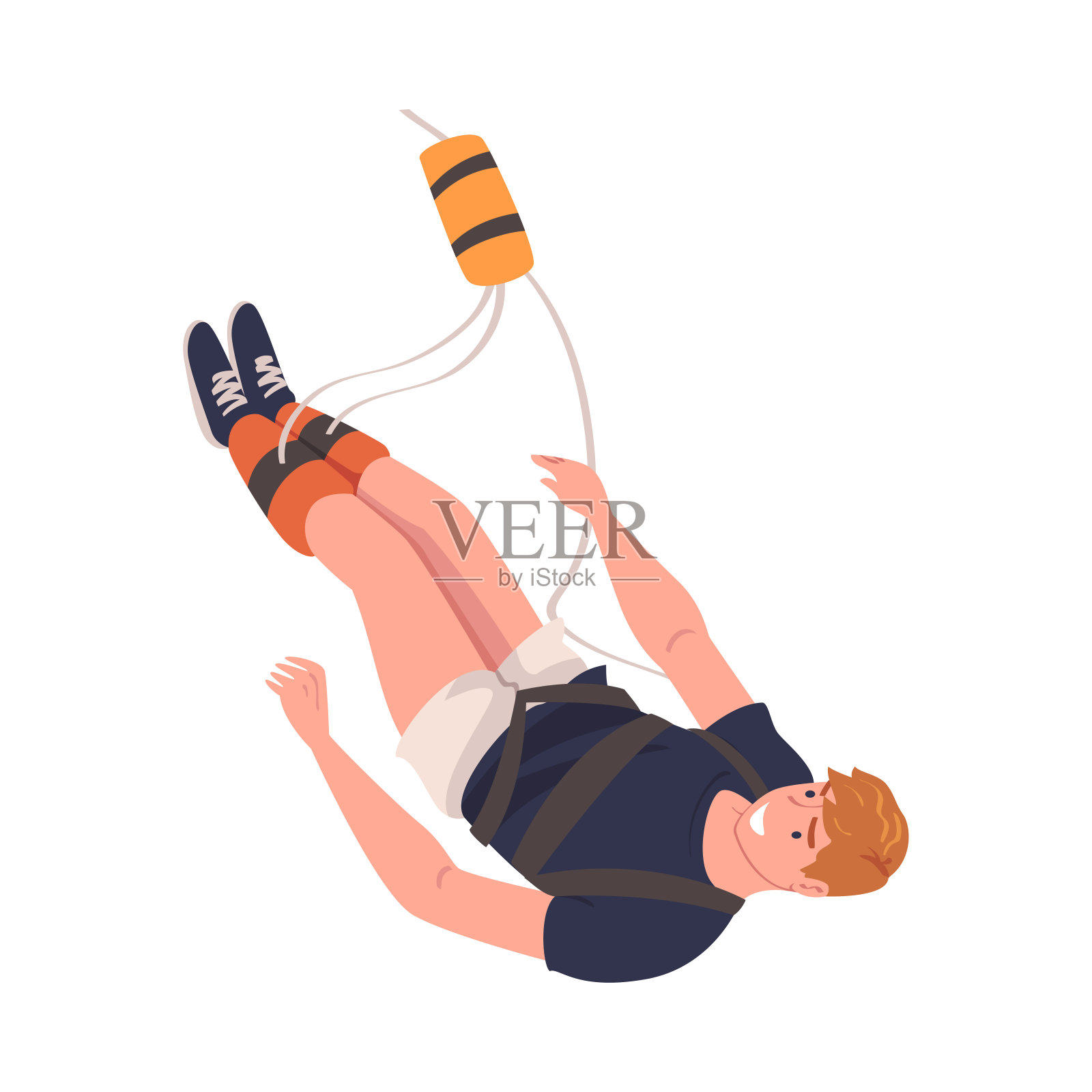 蹦极与人的性格自由落体从大的高度连接到弹性绳矢量插图插画图片素材