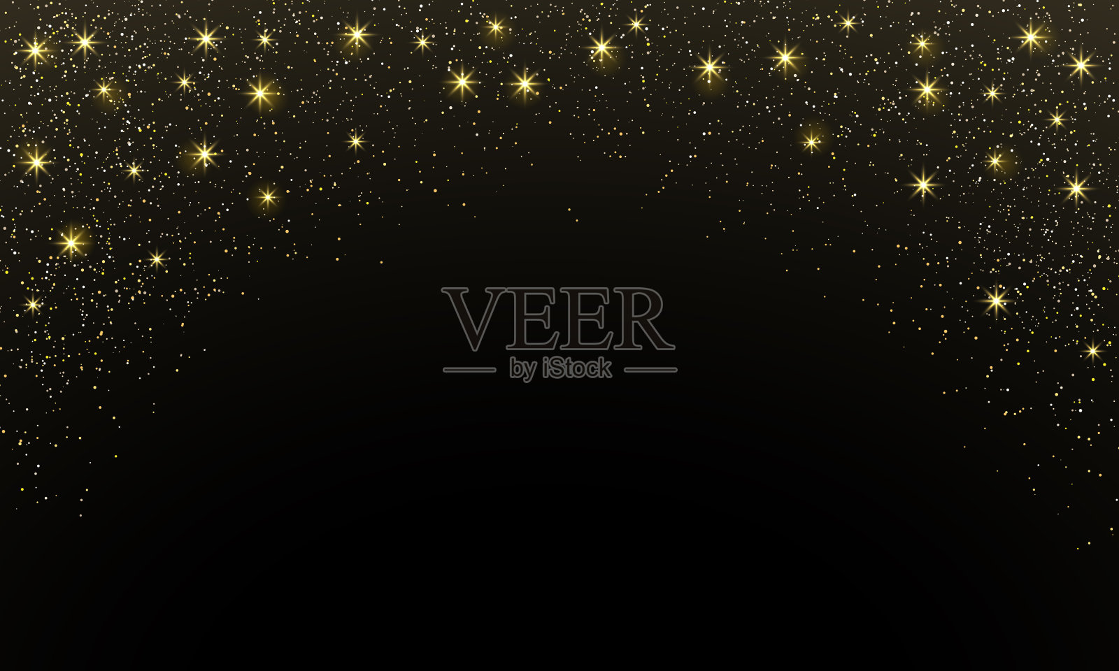 抽象的金色灯光。神奇的金粉和眩光。喜庆的圣诞背景。金色的雨。矢量插图。金色闪光纹理圣诞抽象粒子背景插画图片素材