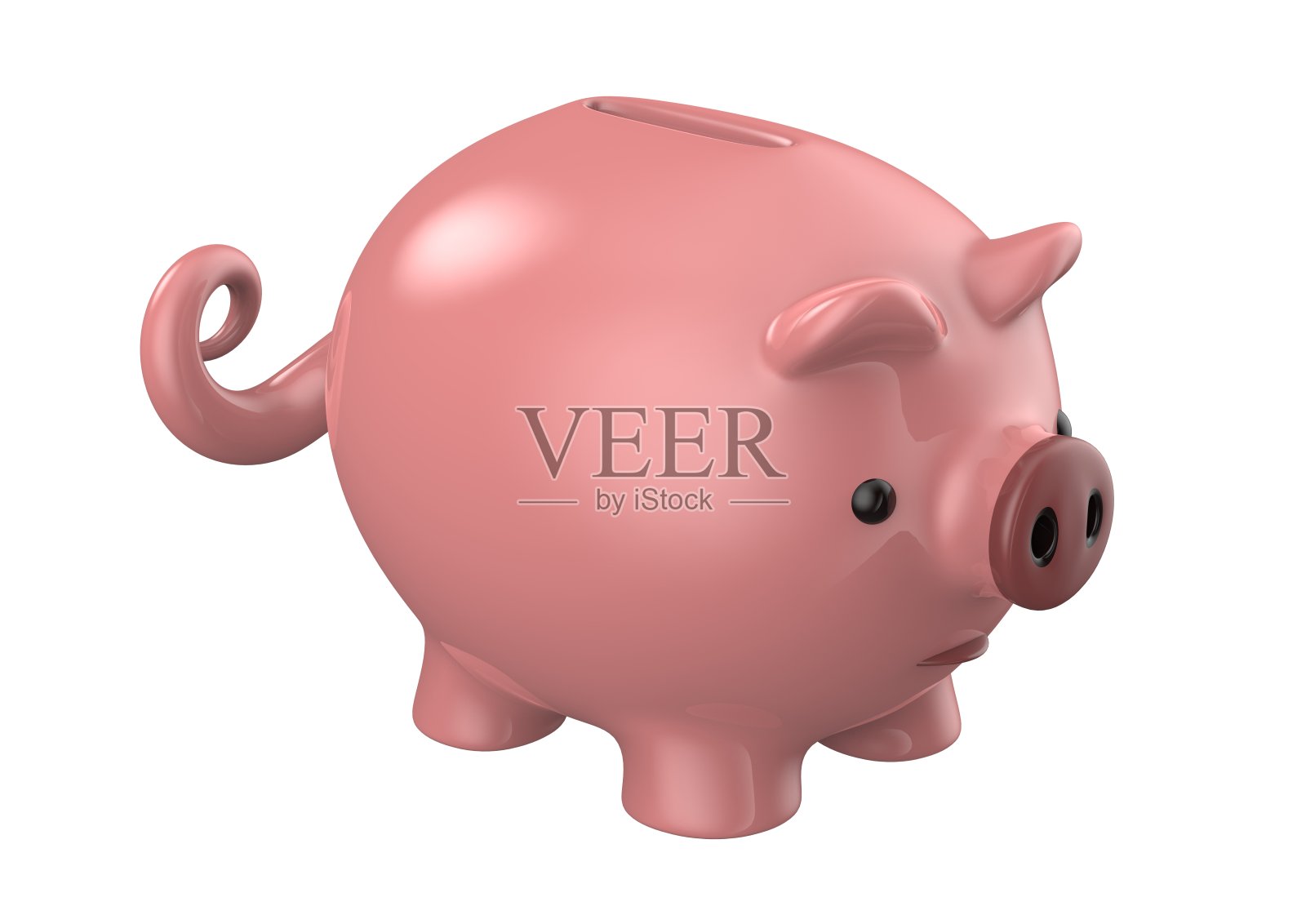 粉红色的小猪储蓄罐被隔离在白色的背景上照片摄影图片