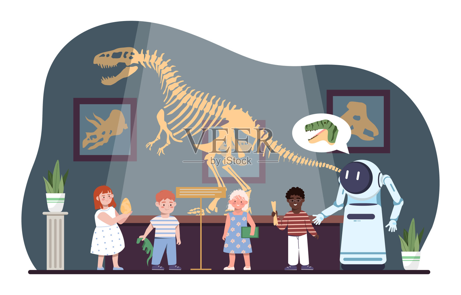 儿童在博物馆矢量概念插画图片素材