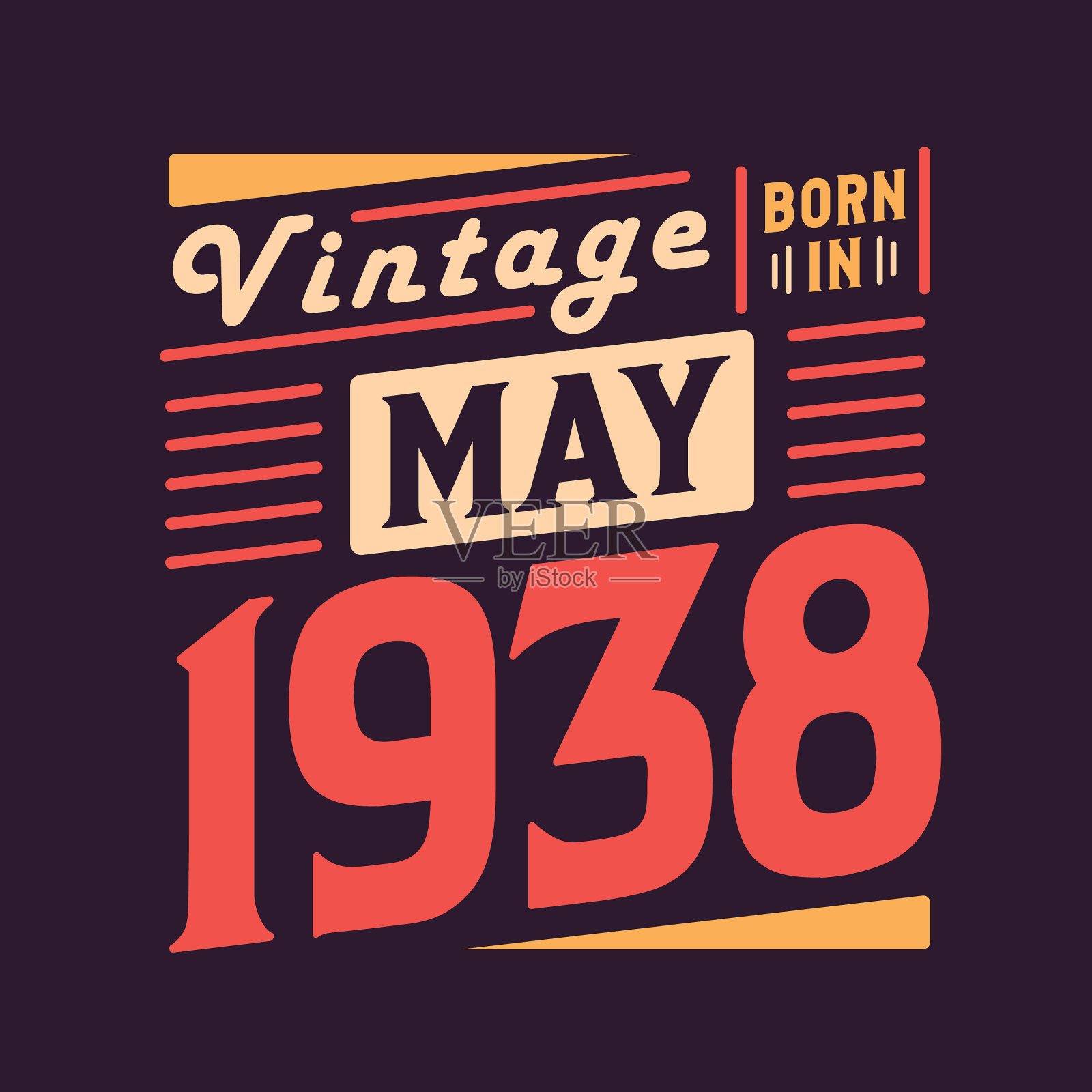 1938年5月出生的复古插画图片素材