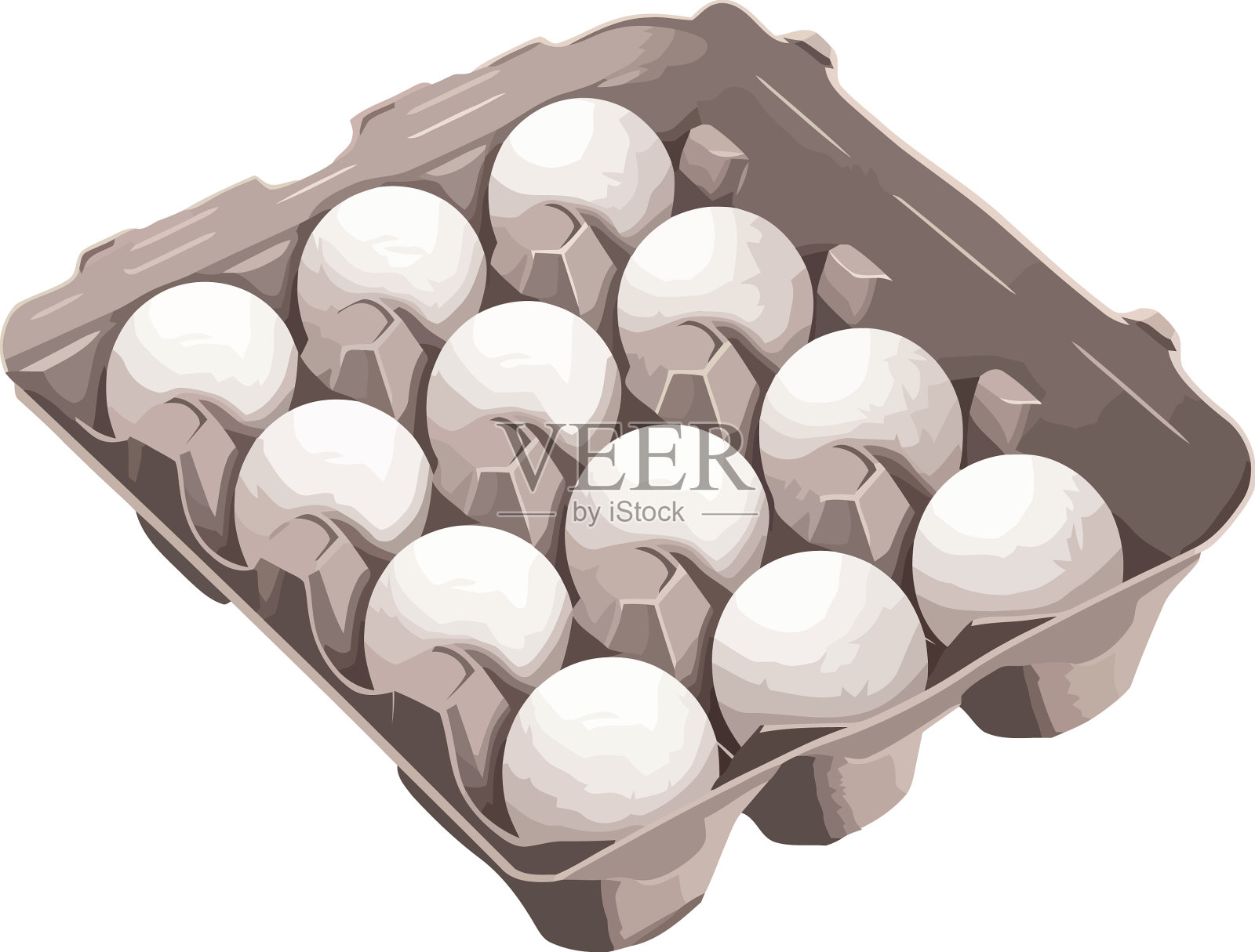 新鲜的有机鸡蛋在纸板包装托盘设计元素图片