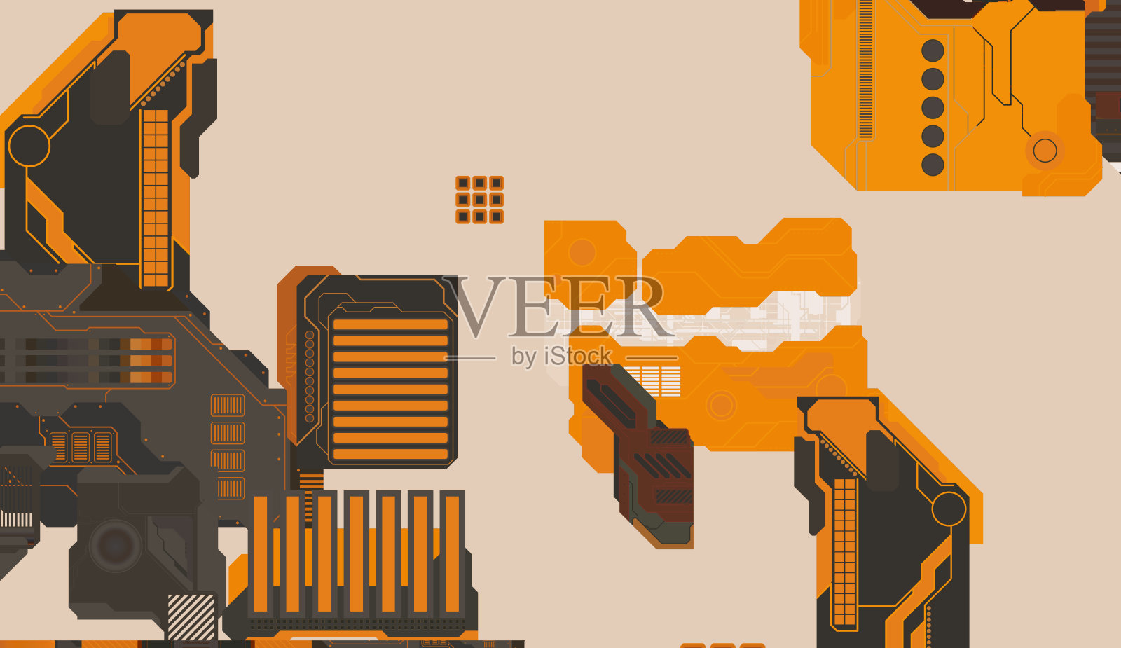 抽象线路板风格几何图案设计横幅背景插画图片素材