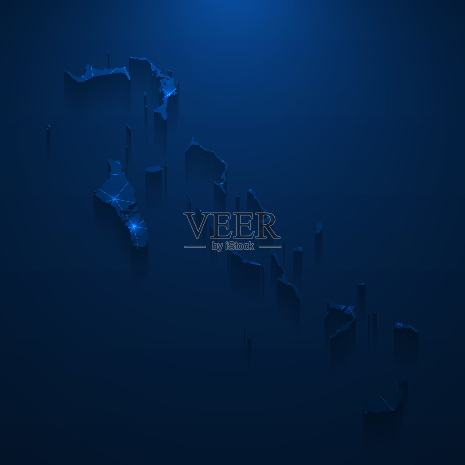 巴哈马地图网络-明亮的网格在深蓝色的背景插画图片素材