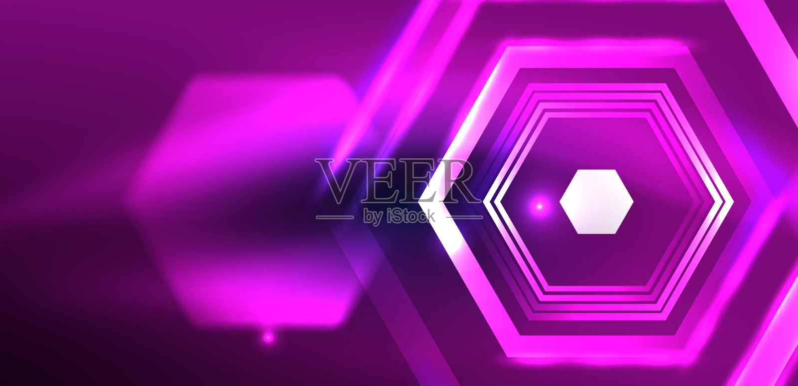 六边形抽象背景技术发光霓虹灯插画图片素材