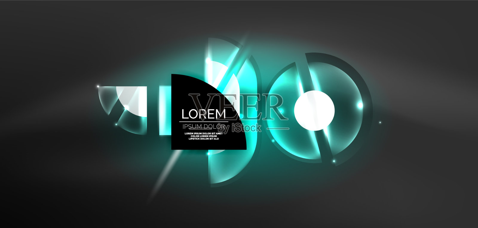 抽象背景发光的霓虹灯圆圈和线条插画图片素材