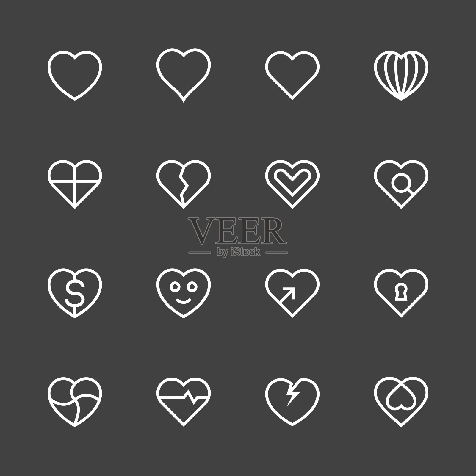 心图标集1 -白线系列图标素材