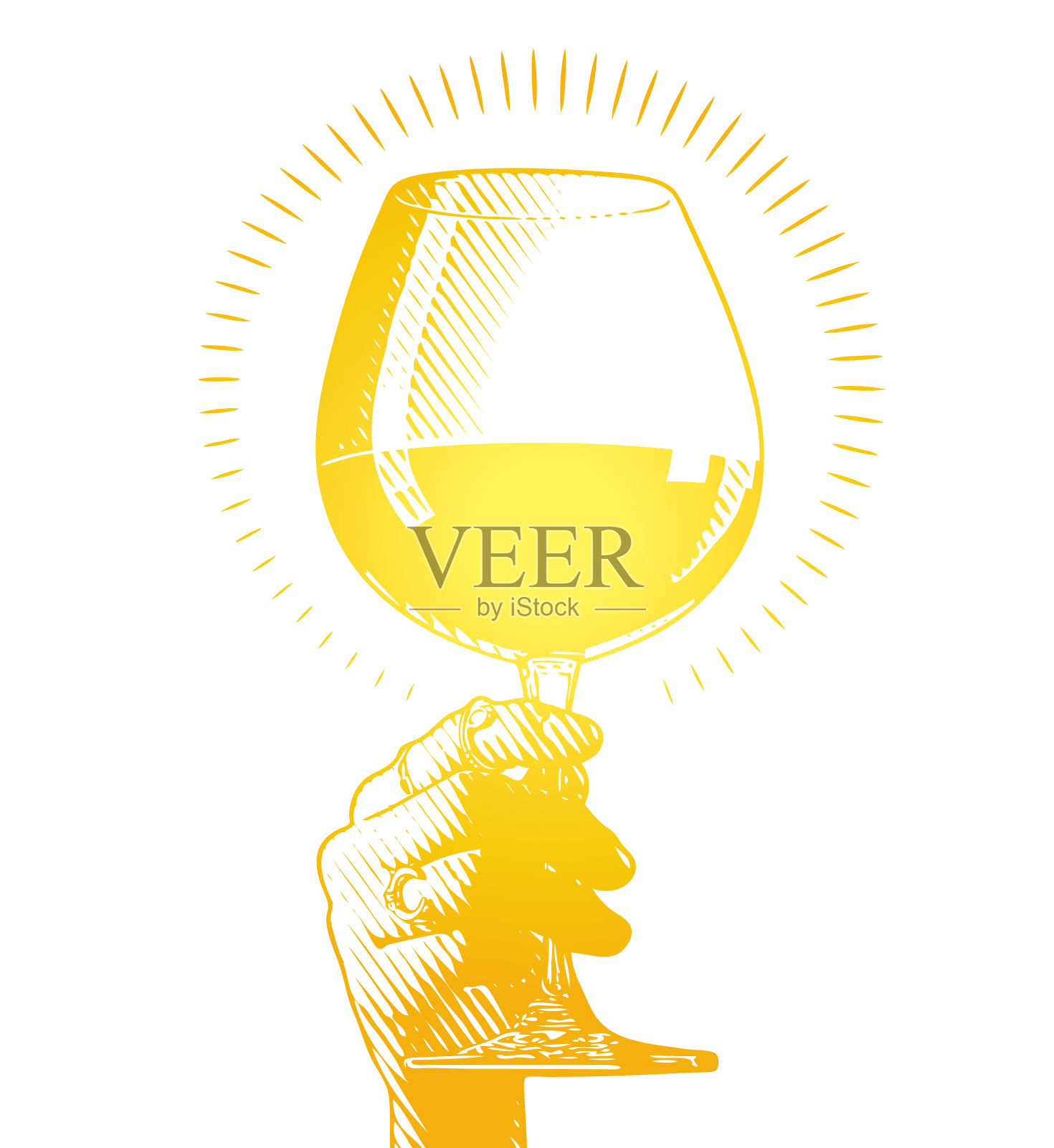 手握一杯白葡萄酒插画图片素材