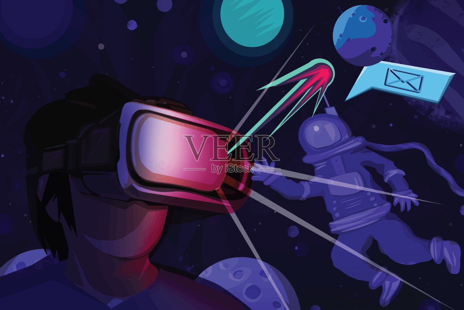 虚拟眼镜投影插画图片素材
