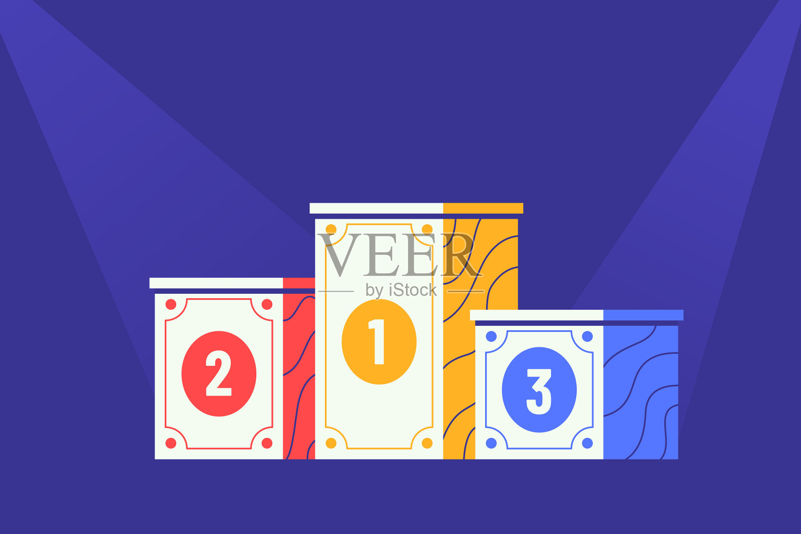 冠军领奖台排名第一第二第三123位矢量插图。插画图片素材