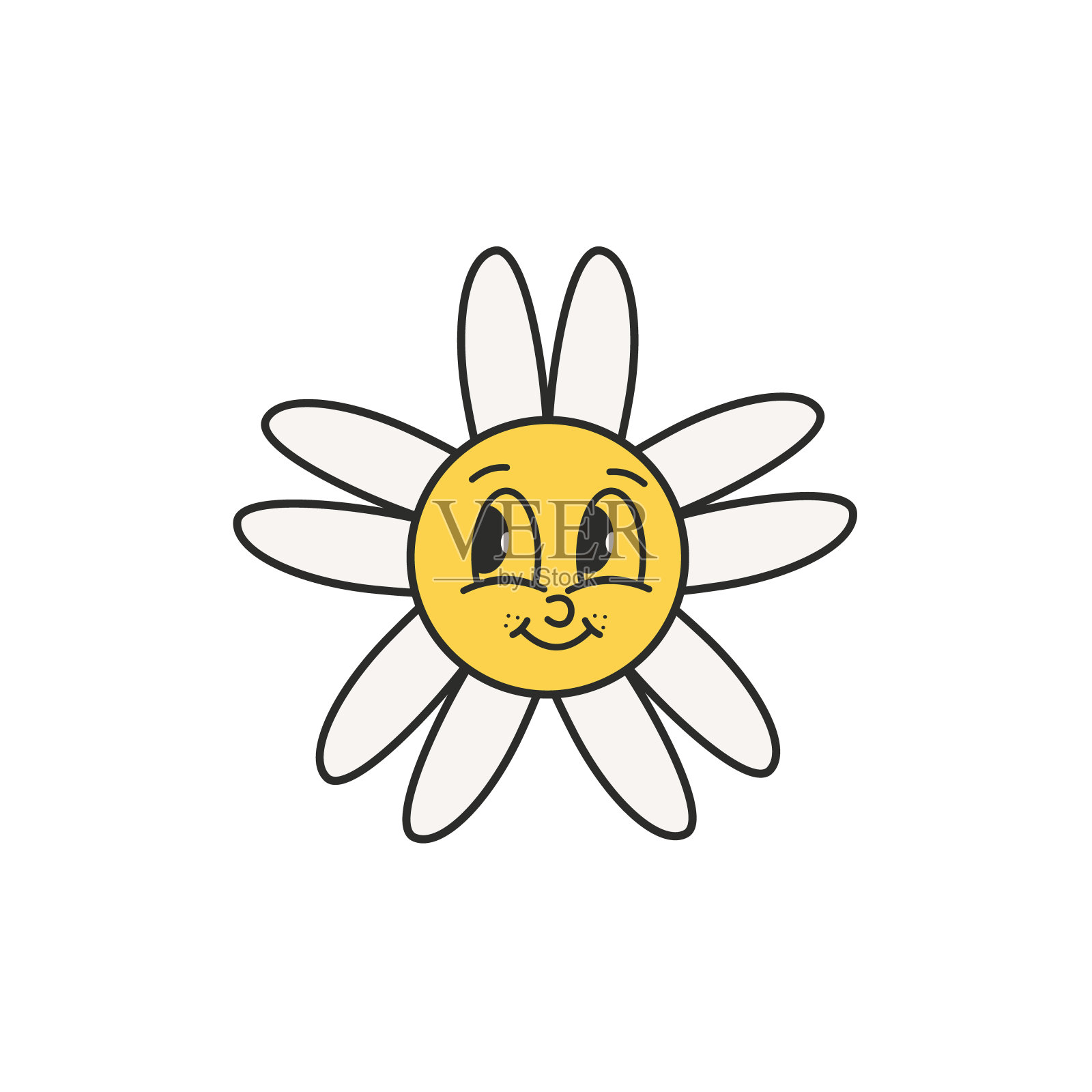 贴纸。太阳，标志，笑脸，好心情。野兽派，现代设计。80年代的风格。插画图片素材